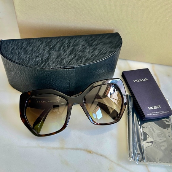 PRADA SPR 16R heritage brown tortoise oversized Sunglasses Acetate - Picture 2 of 16